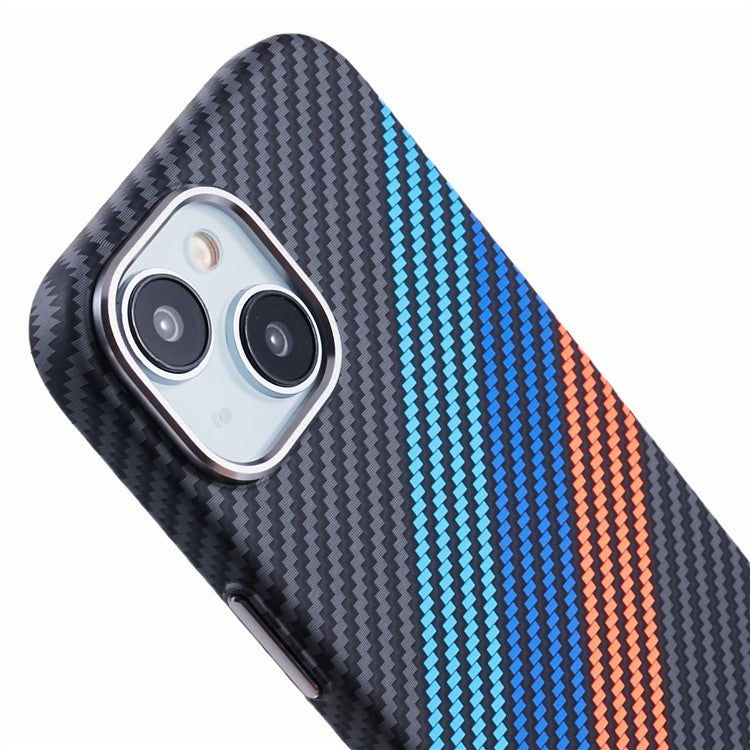 For iPhone 13 Case Compatible with MagSafe Carbon Fiber Texture Water-Transfer PC Phone Cove