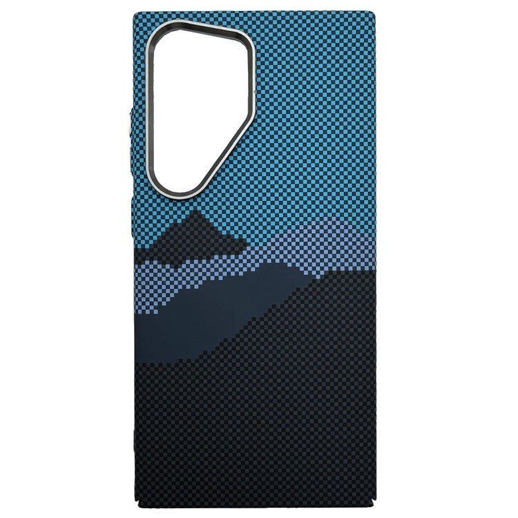 För Samsung Galaxy S24 Ultra-fodral Kompatibel med MagSafe Carbon Fiber Texture Water-Transfer PC-telefonskal