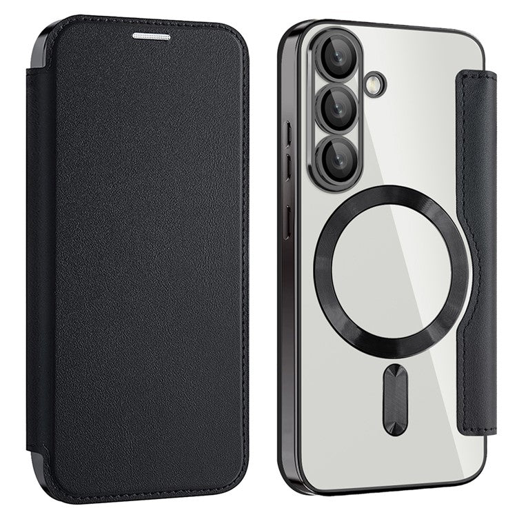 For Samsung Galaxy S25 Case Compatible with MagSafe RFID Blocking Leather Phone Cover