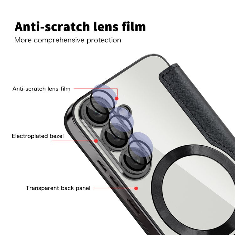 For Samsung Galaxy S25 Case Compatible with MagSafe RFID Blocking Leather Phone Cover