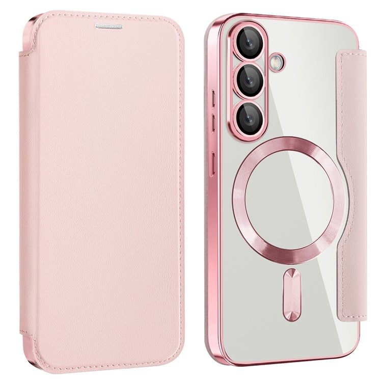 For Samsung Galaxy S25 Case Compatible with MagSafe RFID Blocking Leather Phone Cover