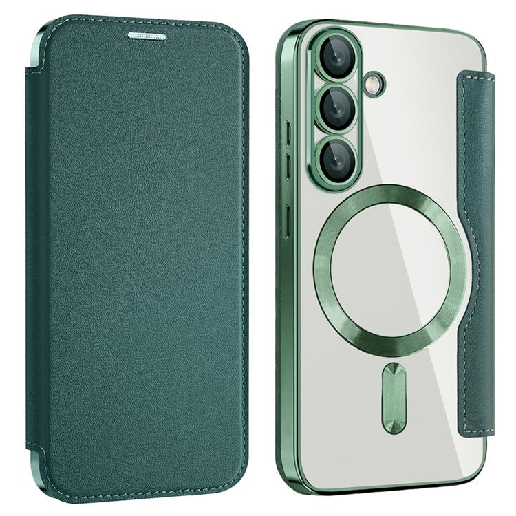 For Samsung Galaxy S25 Case Compatible with MagSafe RFID Blocking Leather Phone Cover