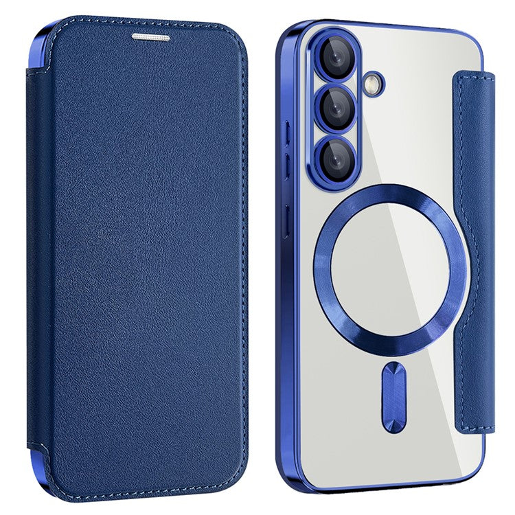 For Samsung Galaxy S25 Case Compatible with MagSafe RFID Blocking Leather Phone Cover