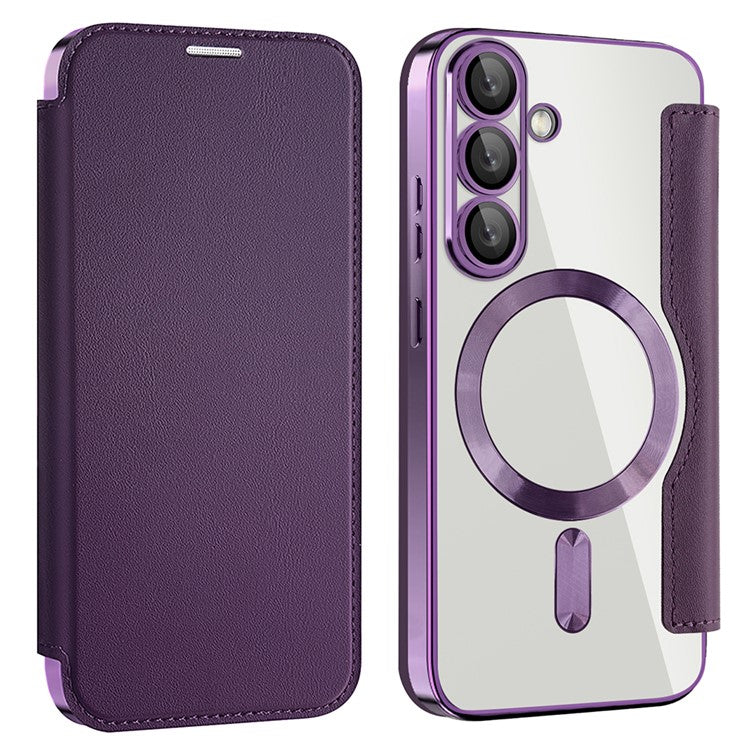For Samsung Galaxy S25 Case Compatible with MagSafe RFID Blocking Leather Phone Cover