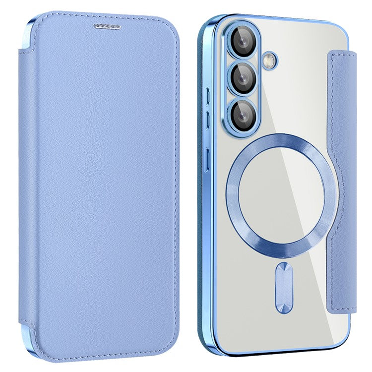 For Samsung Galaxy S25 Case Compatible with MagSafe RFID Blocking Leather Phone Cover