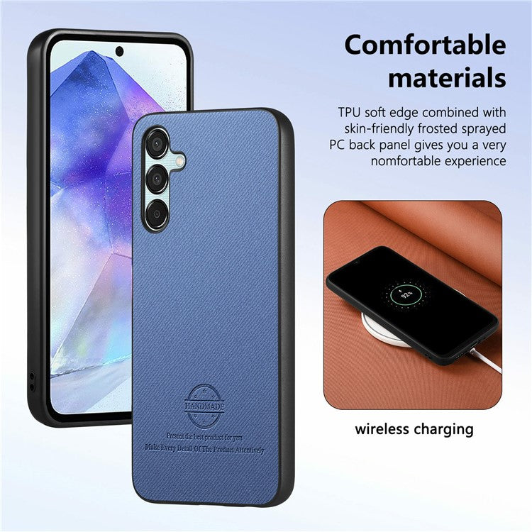 For Samsung Galaxy A25 5G (Global) (161.0 x 76.5 x 8.3mm) Case Cloth Texture Leather+PC+TPU Anti-Drop Phone Cover