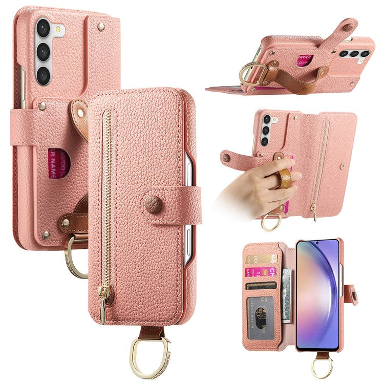 For Samsung Galaxy S23+ Case RFID Blocking Zipper Wallet PU Leather Mobile Cover