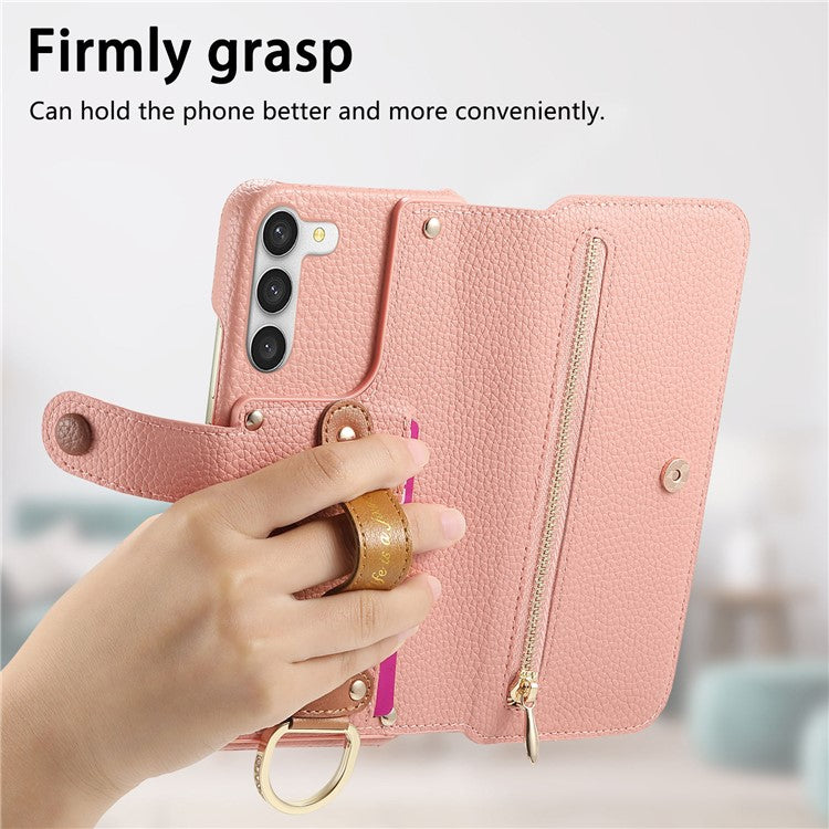 For Samsung Galaxy S23+ Case RFID Blocking Zipper Wallet PU Leather Mobile Cover