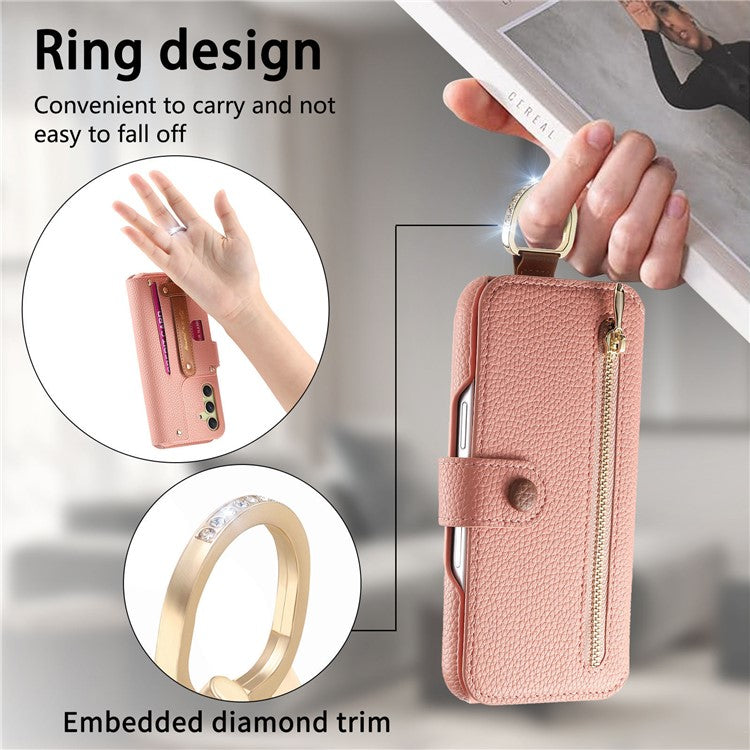 For Samsung Galaxy S23+ Case RFID Blocking Zipper Wallet PU Leather Mobile Cover