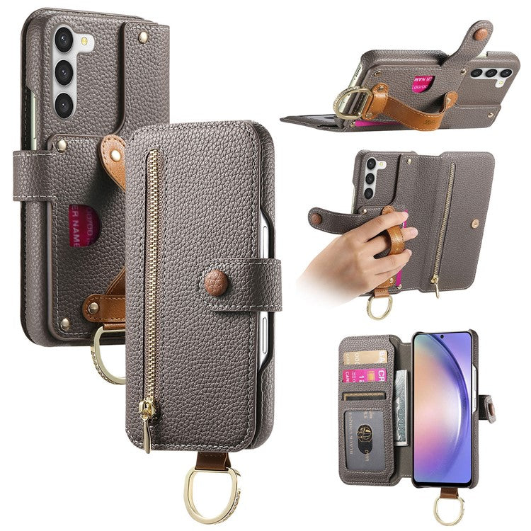 For Samsung Galaxy S23+ Case RFID Blocking Zipper Wallet PU Leather Mobile Cover