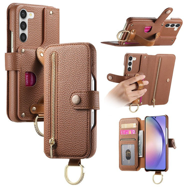 For Samsung Galaxy S23+ Case RFID Blocking Zipper Wallet PU Leather Mobile Cover
