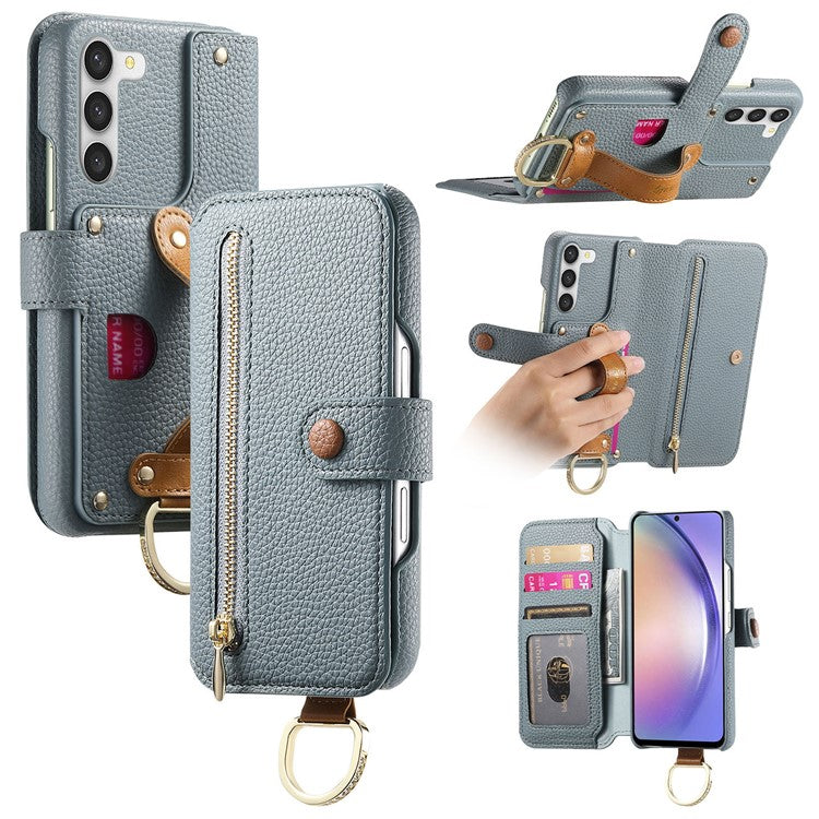 For Samsung Galaxy S23+ Case RFID Blocking Zipper Wallet PU Leather Mobile Cover