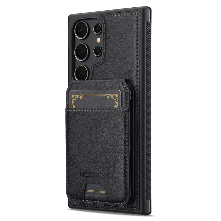LC.IMEEKE L3 For Samsung Galaxy S23 Ultra Magnetic Case Detachable Card Holder Leather+TPU Mobile Cover