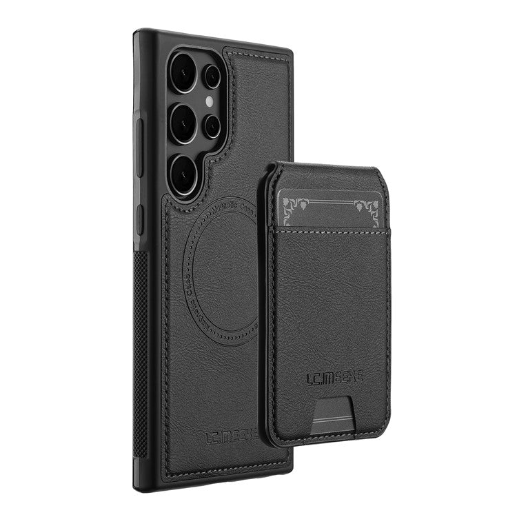 LC.IMEEKE L3 For Samsung Galaxy S23 Ultra Magnetic Case Detachable Card Holder Leather+TPU Mobile Cover