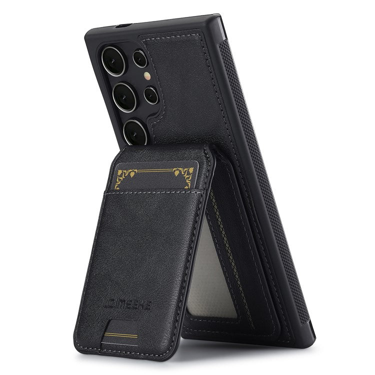 LC.IMEEKE L3 For Samsung Galaxy S23 Ultra Magnetic Case Detachable Card Holder Leather+TPU Mobile Cover