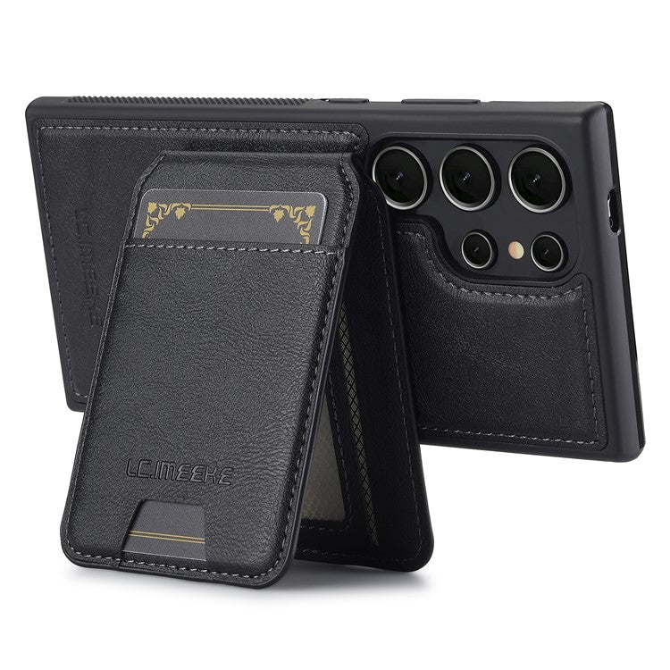 LC.IMEEKE L3 For Samsung Galaxy S23 Ultra Magnetic Case Detachable Card Holder Leather+TPU Mobile Cover