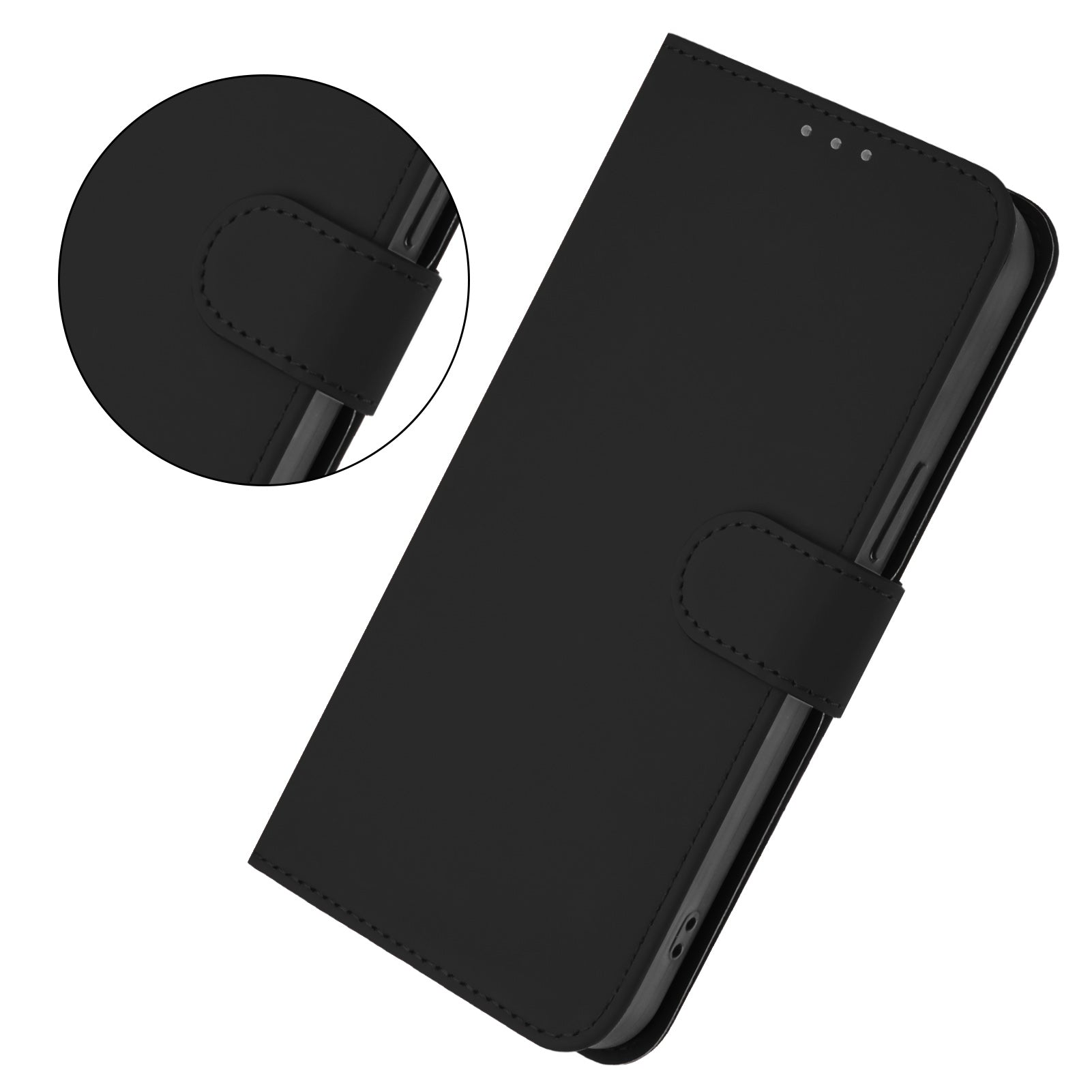 For Samsung Galaxy A25 5G (Global) (161.0 x 76.5 x 8.3mm) Case Solid Color Wallet Leather Phone Cover with Strap