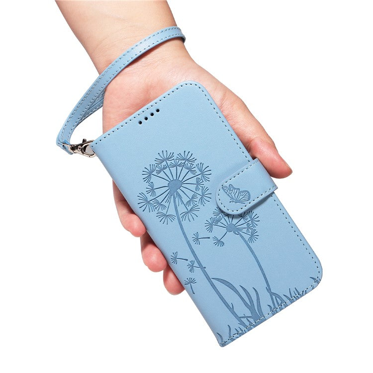 För iPhone 16 Plus Läderfodral Plånbok Telefonskal Maskros Imprint