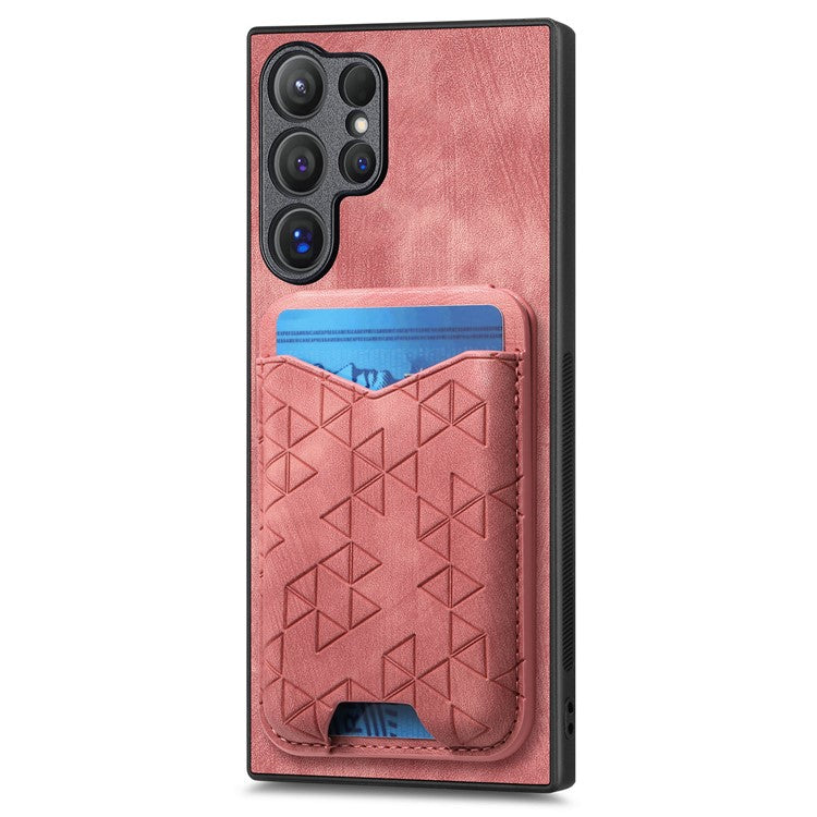 For Samsung Galaxy S23 Ultra Case Imprinted Pattern Card Holder Kickstand Leather Back Cover