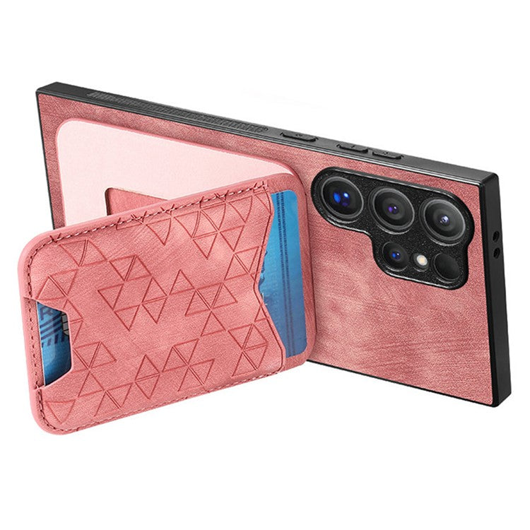 For Samsung Galaxy S23 Ultra Case Imprinted Pattern Card Holder Kickstand Leather Back Cover