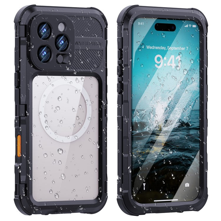 SHELLBOX M-serien för iPhone 16 Pro Max IP68 Vattentätt fodral Metal Dykning Telefonskydd Kompatibel med MagSafe