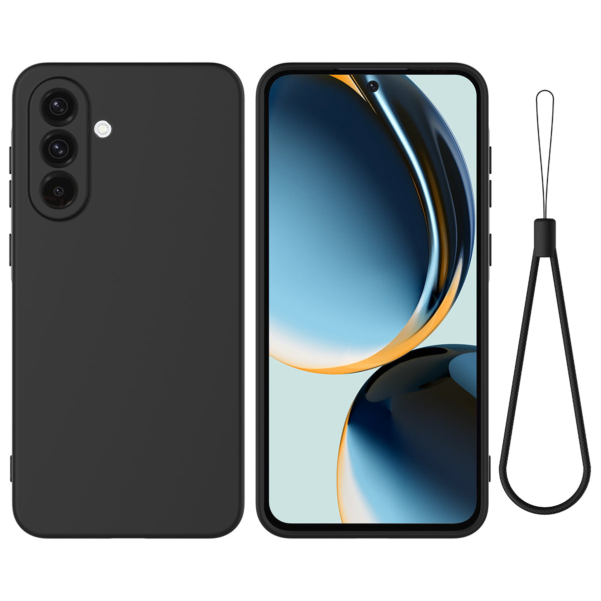 För Samsung Galaxy A26 5G Fodral Flytande Silikon Telefonbaksida med handrem