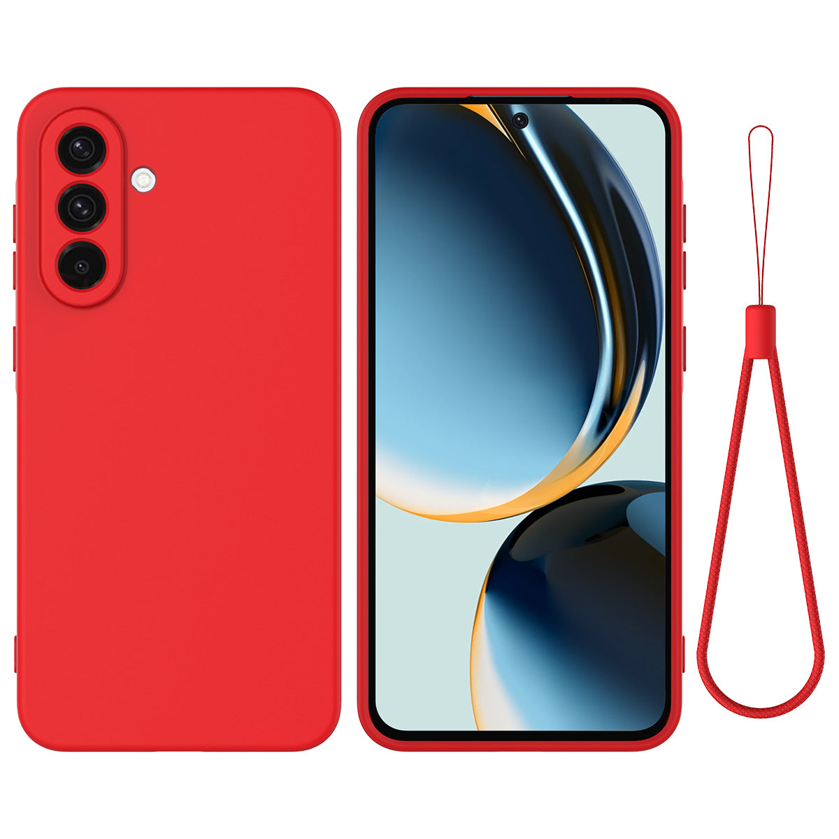 För Samsung Galaxy A26 5G Fodral Flytande Silikon Telefonbaksida med handrem