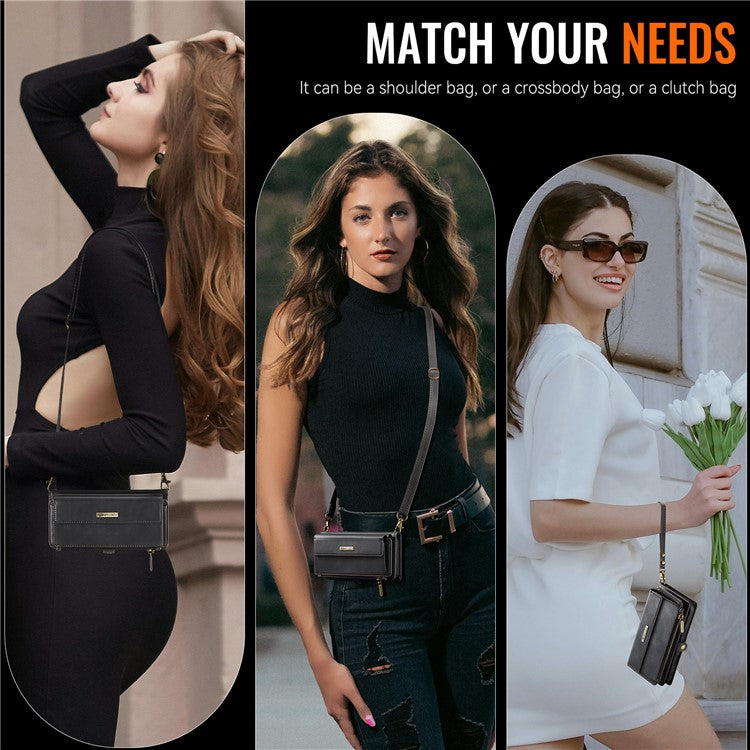 For Samsung Galaxy S23 Case CASEME C39 RFID Blocking Zipper Wallet Stand Leather Cover with Strap