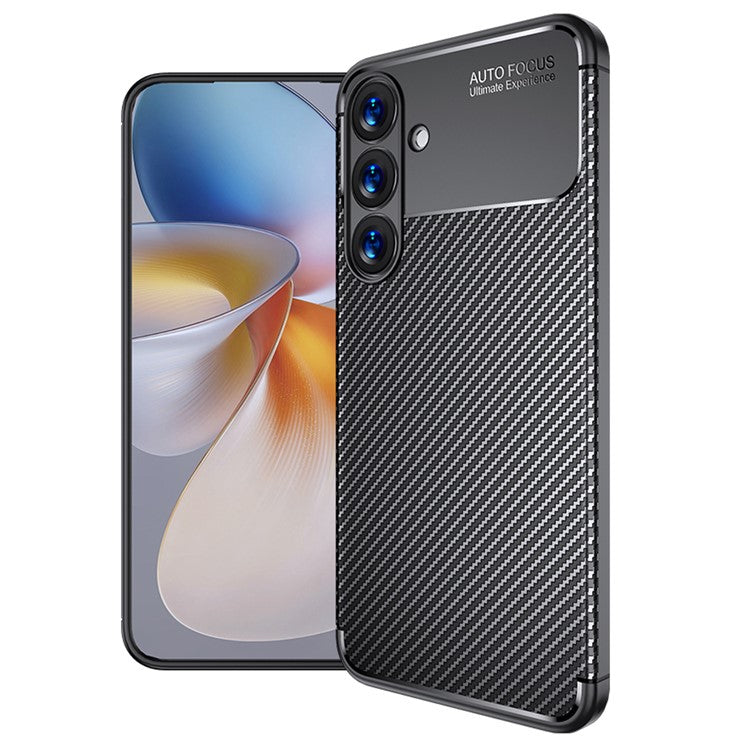 För Samsung Galaxy S25 Fodral Carbon Fiber Texture TPU Telefonskal Värmeavledning