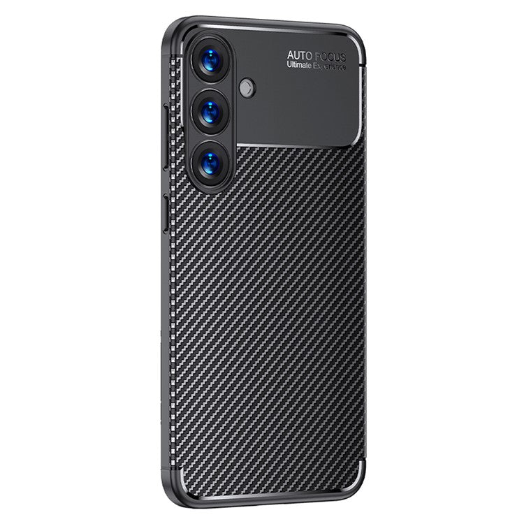 För Samsung Galaxy S25 Fodral Carbon Fiber Texture TPU Telefonskal Värmeavledning
