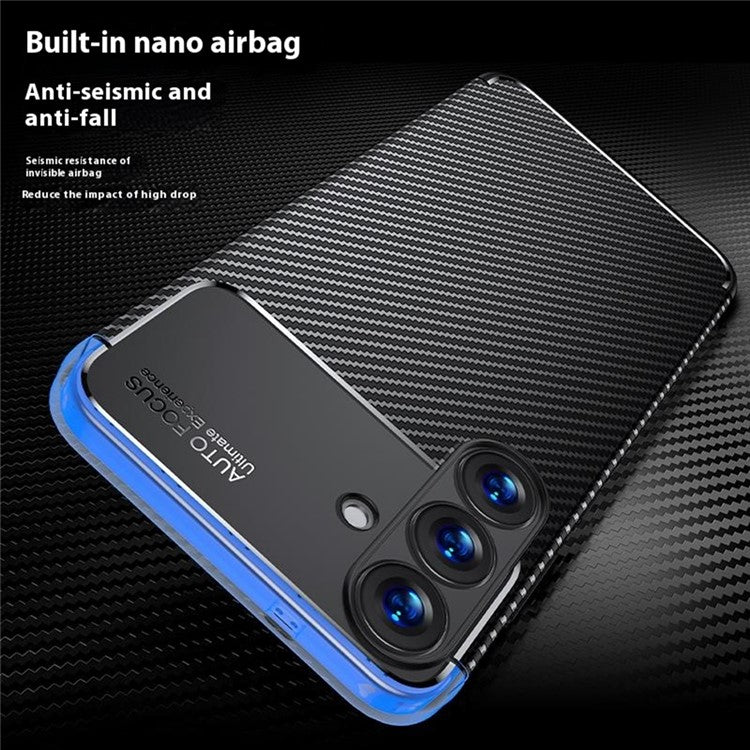 För Samsung Galaxy S25 Fodral Carbon Fiber Texture TPU Telefonskal Värmeavledning