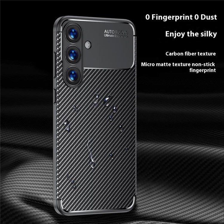 För Samsung Galaxy S25 Fodral Carbon Fiber Texture TPU Telefonskal Värmeavledning