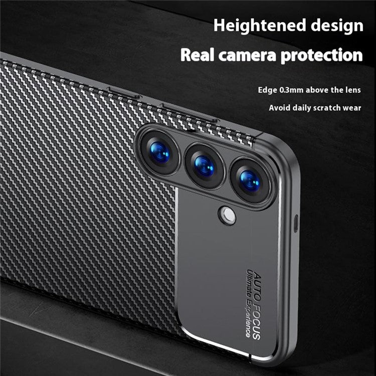 För Samsung Galaxy S25 Fodral Carbon Fiber Texture TPU Telefonskal Värmeavledning