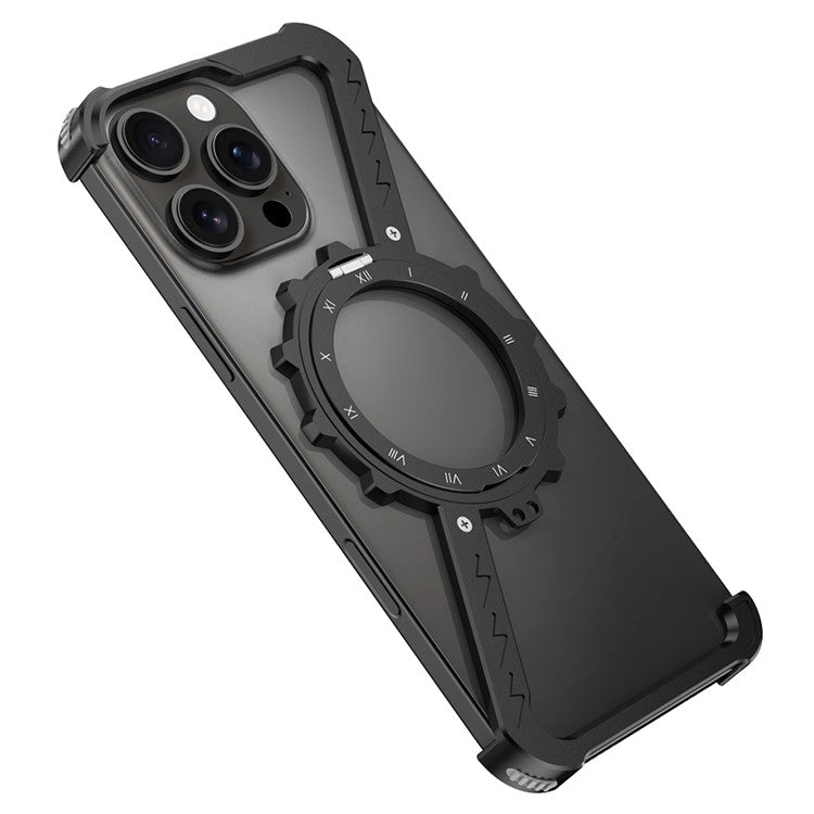 För iPhone 15 Pro Max Kickstand Fodral Kompatibel med MagSafe Z Shape Bumper Phone Cover