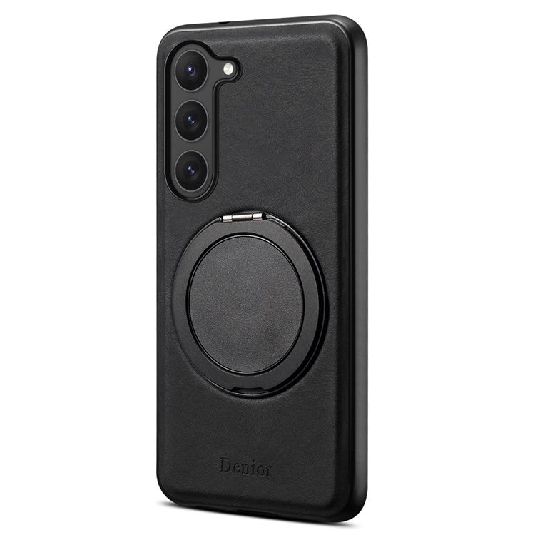 DENIOR A14 For Samsung Galaxy S23 Magnetic Case Rotary Kickstand Leather PC TPU Phone Cover