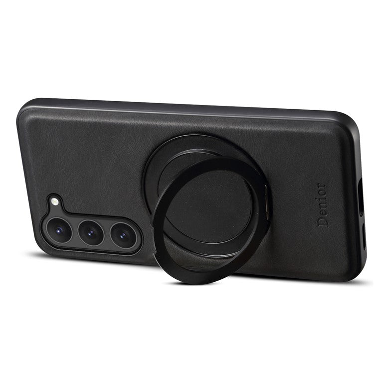 DENIOR A14 For Samsung Galaxy S23 Magnetic Case Rotary Kickstand Leather PC TPU Phone Cover