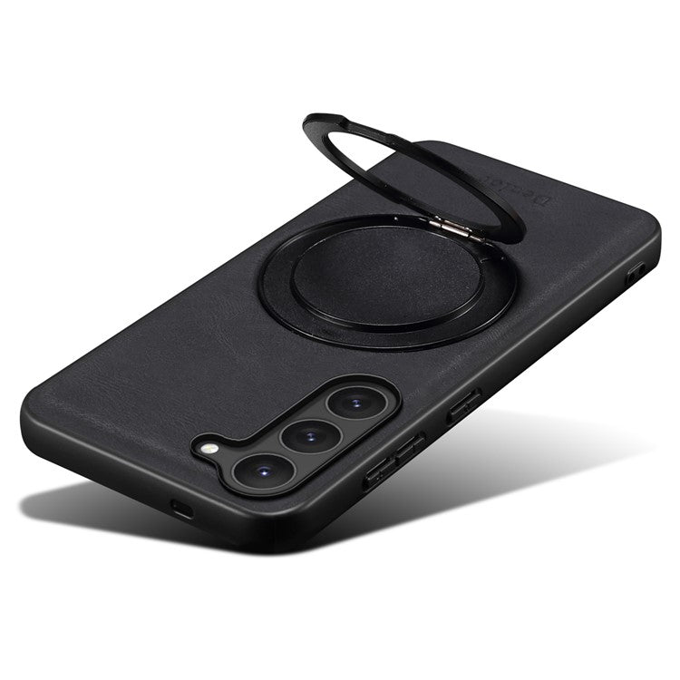 DENIOR A14 For Samsung Galaxy S23 Magnetic Case Rotary Kickstand Leather PC TPU Phone Cover