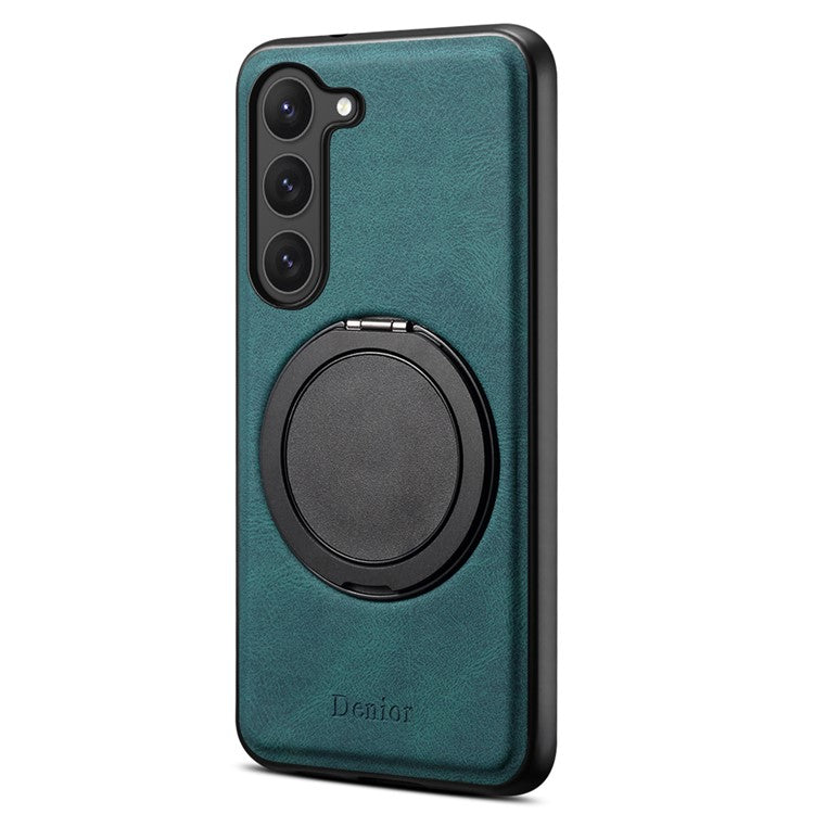DENIOR A14 For Samsung Galaxy S23 Magnetic Case Rotary Kickstand Leather PC TPU Phone Cover