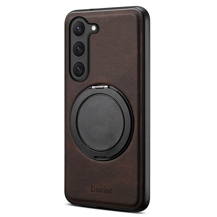 DENIOR A14 For Samsung Galaxy S23 Magnetic Case Rotary Kickstand Leather PC TPU Phone Cover
