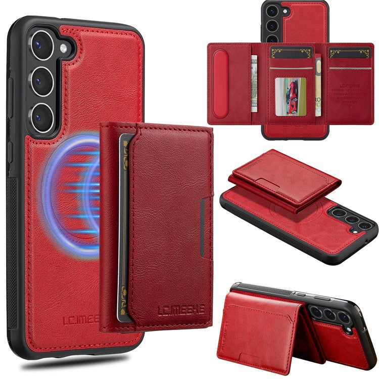 LC.IMEEKE L5 For Samsung	Galaxy S23+ Magnetic Phone Case Leather Back Cover with Detachable Card Holder