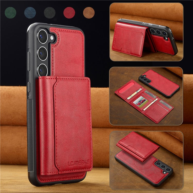 LC.IMEEKE L5 For Samsung	Galaxy S23+ Magnetic Phone Case Leather Back Cover with Detachable Card Holder