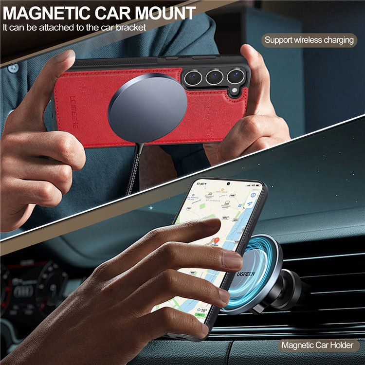 LC.IMEEKE L5 For Samsung	Galaxy S23+ Magnetic Phone Case Leather Back Cover with Detachable Card Holder