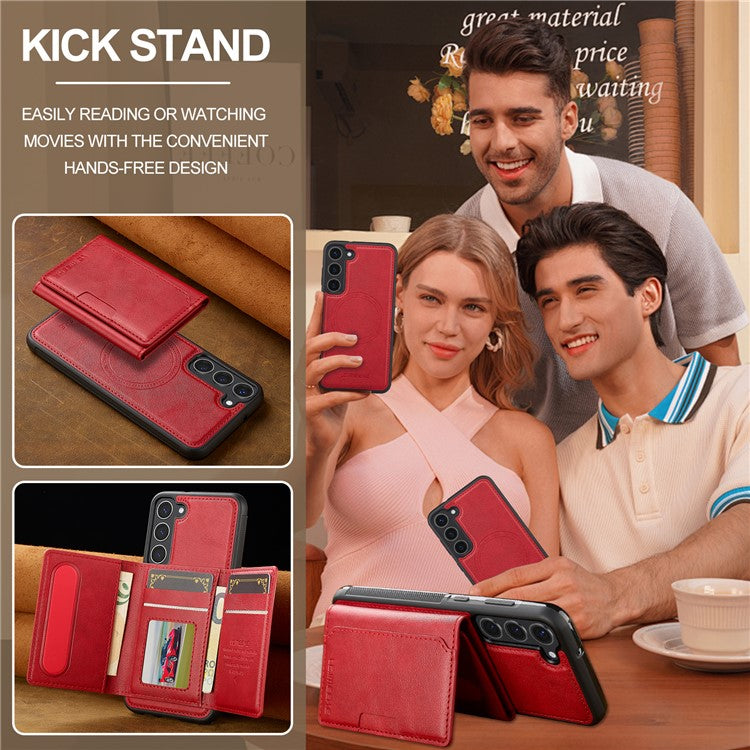 LC.IMEEKE L5 For Samsung	Galaxy S23+ Magnetic Phone Case Leather Back Cover with Detachable Card Holder