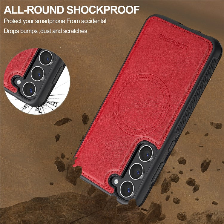 LC.IMEEKE L5 For Samsung	Galaxy S23+ Magnetic Phone Case Leather Back Cover with Detachable Card Holder