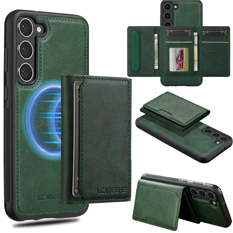 LC.IMEEKE L5 For Samsung	Galaxy S23+ Magnetic Phone Case Leather Back Cover with Detachable Card Holder
