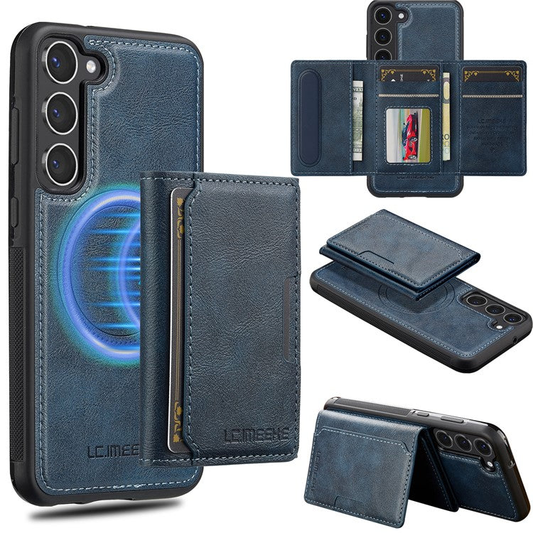 LC.IMEEKE L5 For Samsung	Galaxy S23+ Magnetic Phone Case Leather Back Cover with Detachable Card Holder