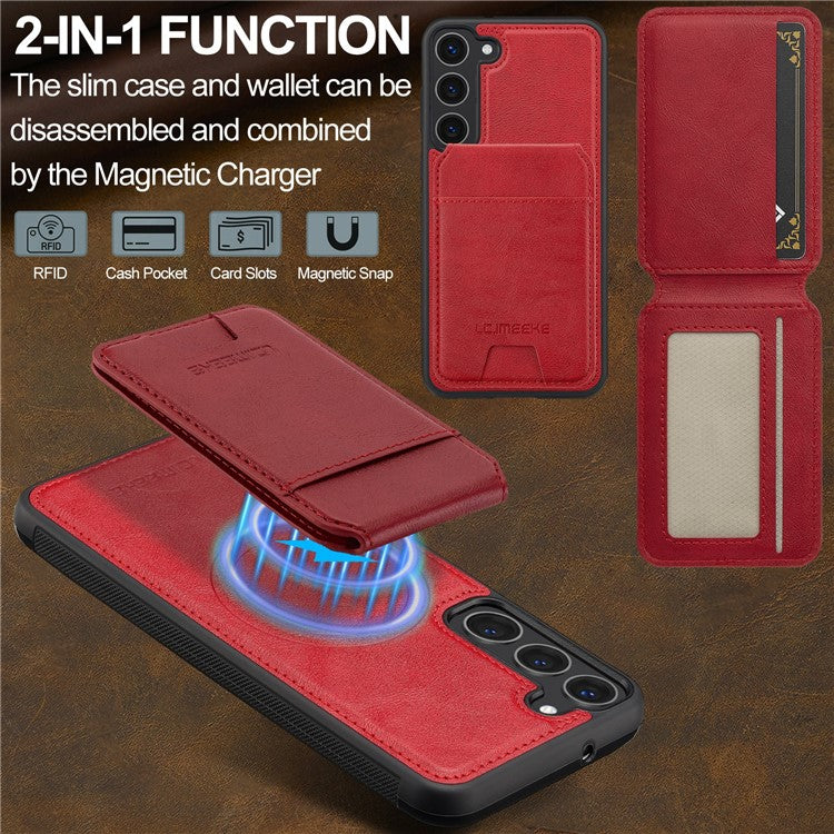LC.IMEEKE L3 For Samsung Galaxy S23 Magnetic Case Detachable Card Holder Leather TPU Mobile Cover