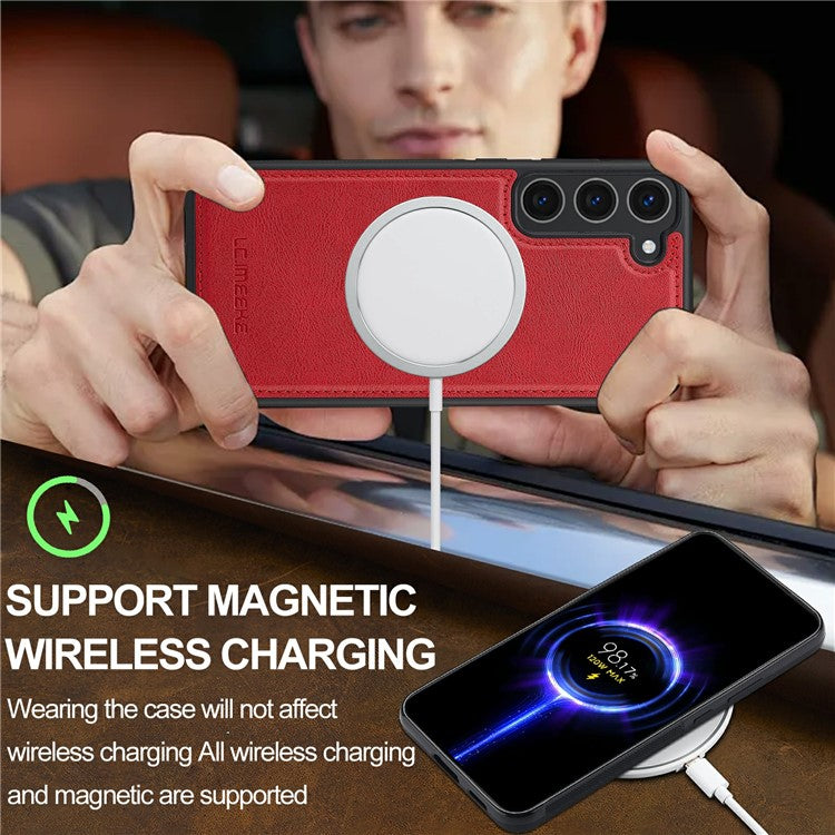 LC.IMEEKE L3 For Samsung Galaxy S23 Magnetic Case Detachable Card Holder Leather TPU Mobile Cover