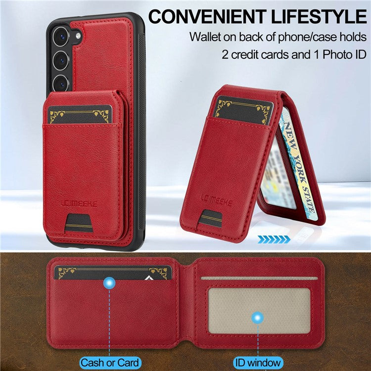LC.IMEEKE L3 For Samsung Galaxy S23 Magnetic Case Detachable Card Holder Leather TPU Mobile Cover