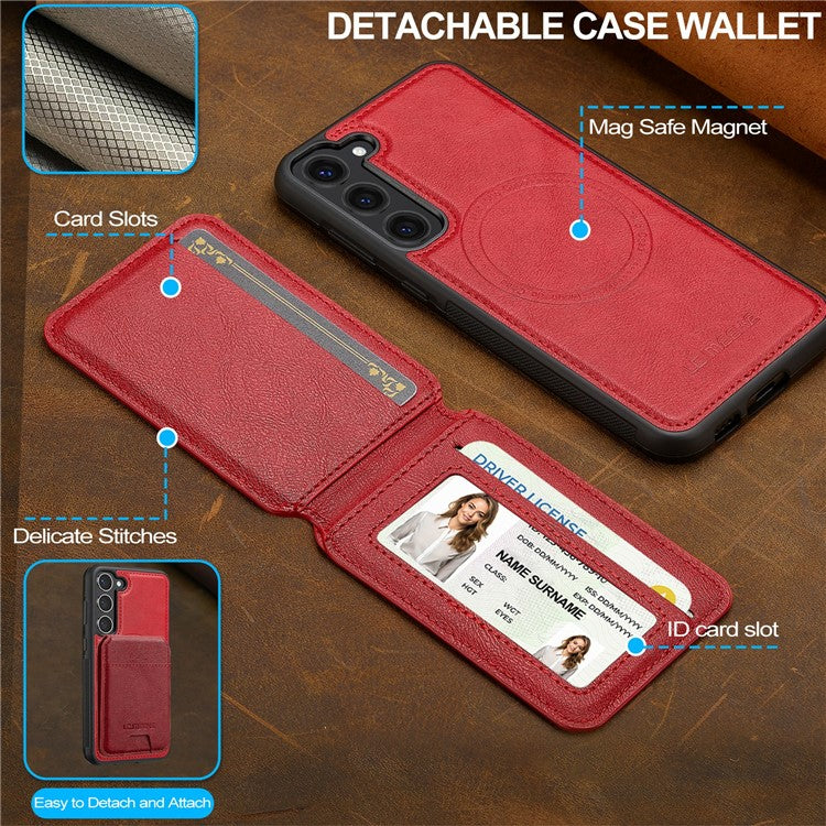 LC.IMEEKE L3 For Samsung Galaxy S23 Magnetic Case Detachable Card Holder Leather TPU Mobile Cover